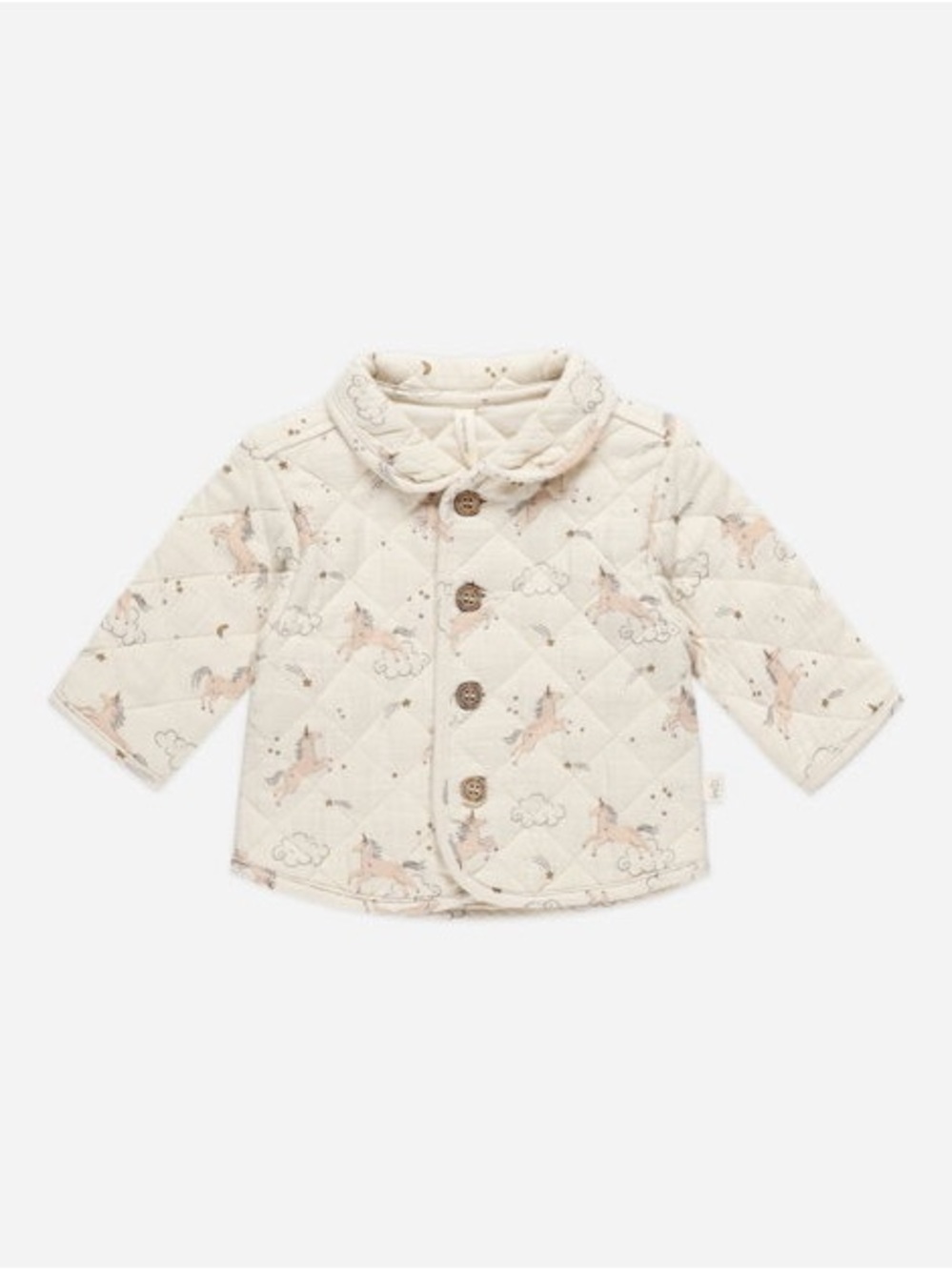 Quincy Mae Quilted Unicorn Jacket Cream Organic Cotton Size 2-3Y